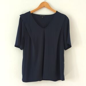 Banana Republic Navy Blue Pleated Shoulder Loose Fit Blouse Top size Medium